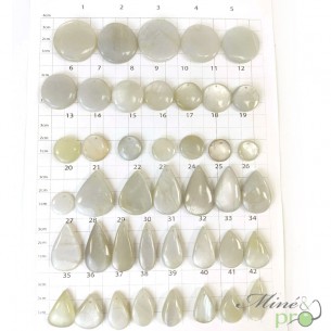Pierre de lune blanche - cabochons percés