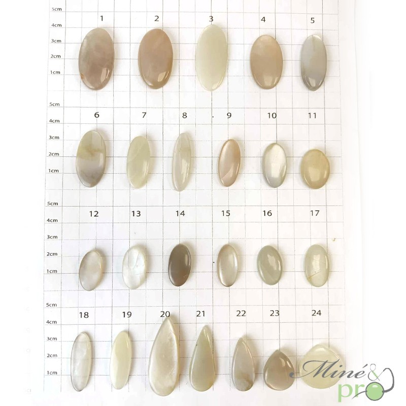 Pierre de lune blanche - cabochons