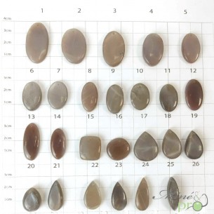 Pierre de lune grise - cabochons percés
