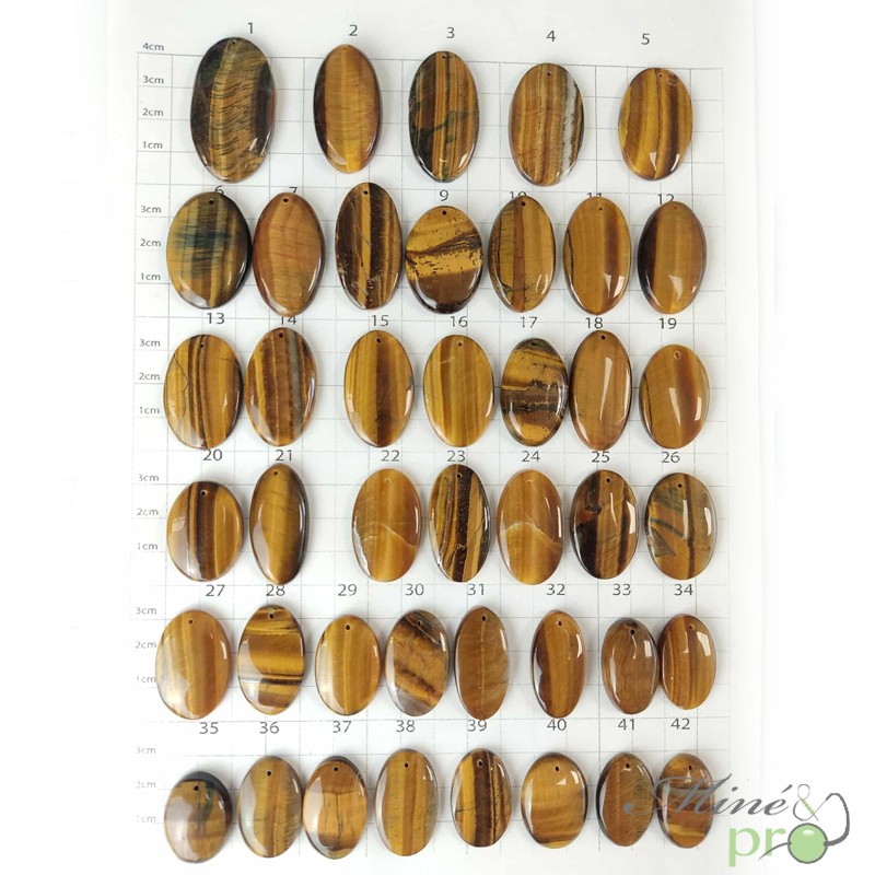 Oeil de tigre - cabochons percés