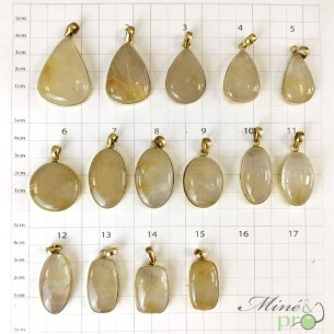 Quartz rutile - pendentifs cerclés dorés