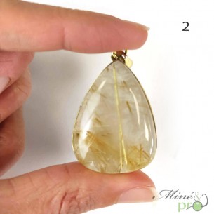 Quartz rutile - pendentifs cerclés dorés