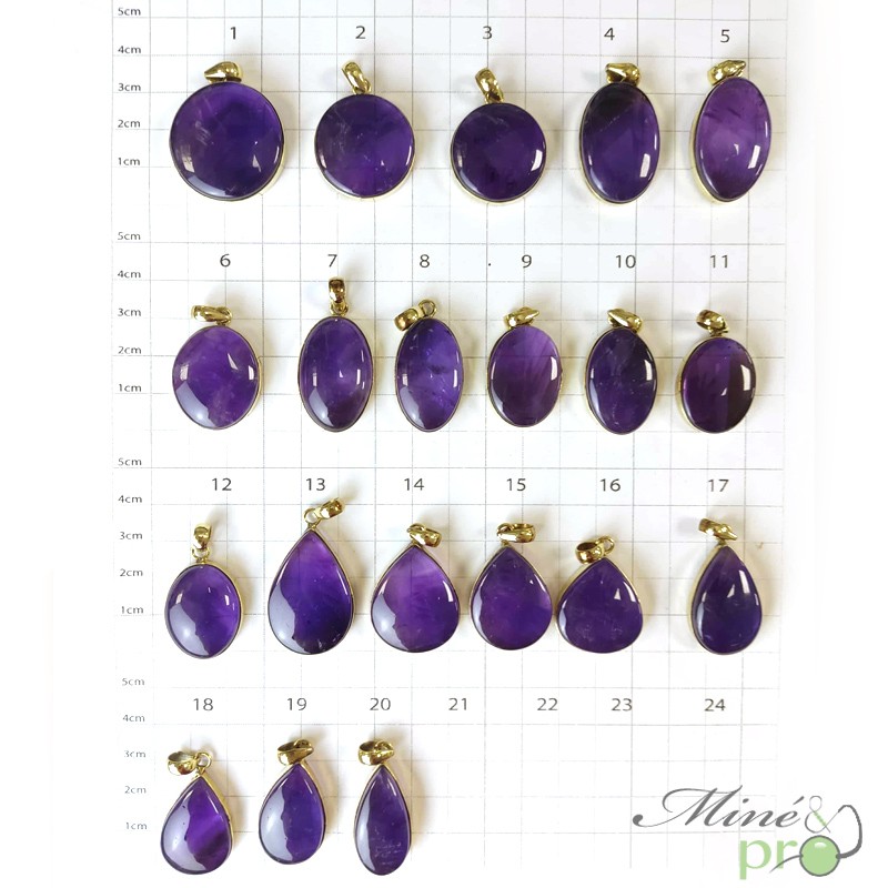Améthyste - pendentifs cerclés dorés Améthyste - pendentifs cerclés dorés