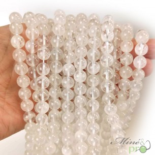 Cristal de roche B en perles rondes 8mm - fil complet