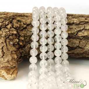 Cristal de roche B en perles rondes 8mm - fil complet