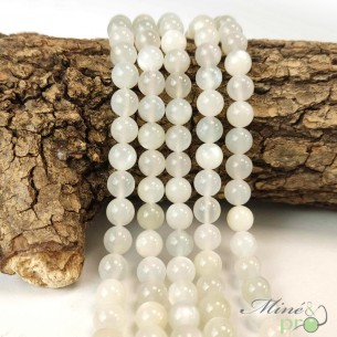 Pierre de lune blanche AA en perles rondes 8mm - fil complet