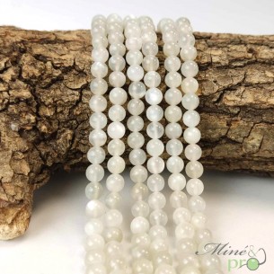Pierre de lune blanche AA en perles rondes 6mm - fil complet