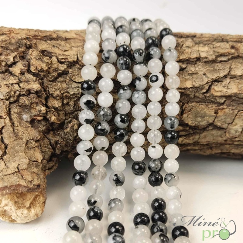 Quartz Tourmaline en perles rondes 6mm - fil complet
