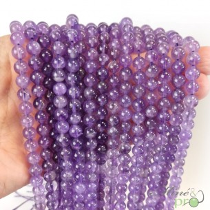 Améthyste lavande A en perles rondes 6mm - fil complet