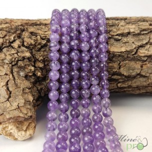 Améthyste lavande A en perles rondes 6mm - fil complet