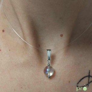 Pendentif - aqua aura blanche