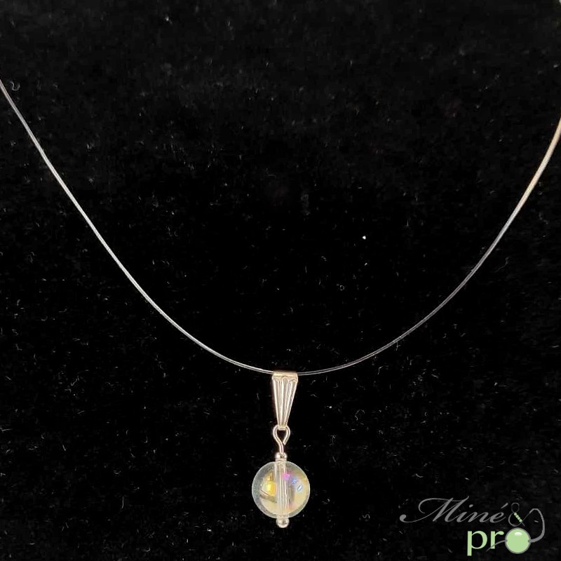 Pendentif - aqua aura blanche