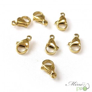 Fermoirs en acier inoxydable plaqué or 11mm - lot de 10