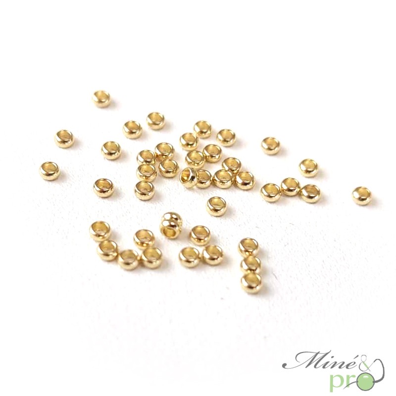 Perles à écraser en acier inoxydable plaqué or 2mm - lot de 100