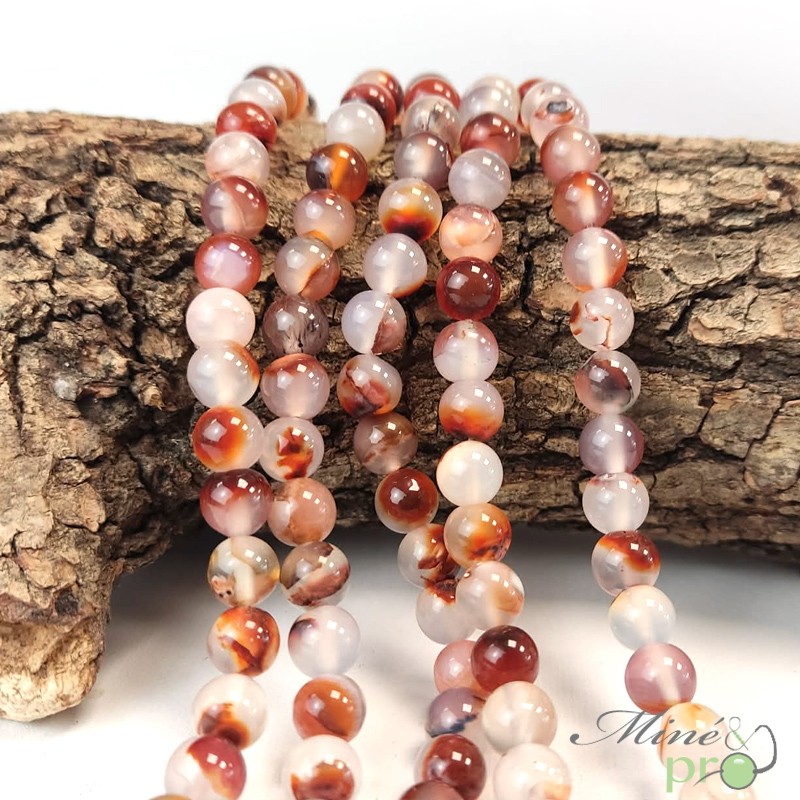 Agate Montana A en perles rondes 8mm - fil complet