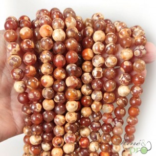 Agate mexicaine A en perles rondes 8mm - fil complet