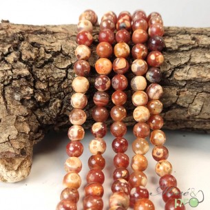 Agate mexicaine A en perles rondes 8mm - fil complet