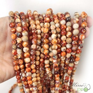 Agate mexicaine A en perles rondes 6mm - fil complet