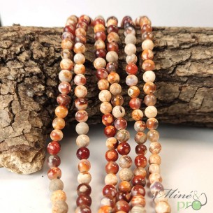 Agate mexicaine A en perles rondes 6mm - fil complet