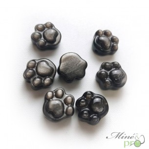 Patte de chat en Obsidienne argentée - percée