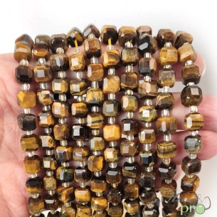 Oeil de tigre en perles "carré" 7mm - fil complet
