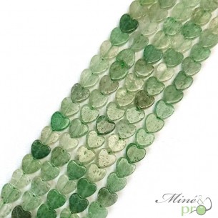 Aventurine verte en perles plates "coeur" 6mm - fil complet