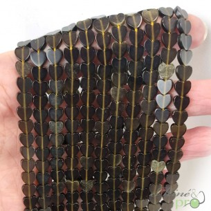 Obsidienne dorée en perles plates "coeur" 6mm - fil complet