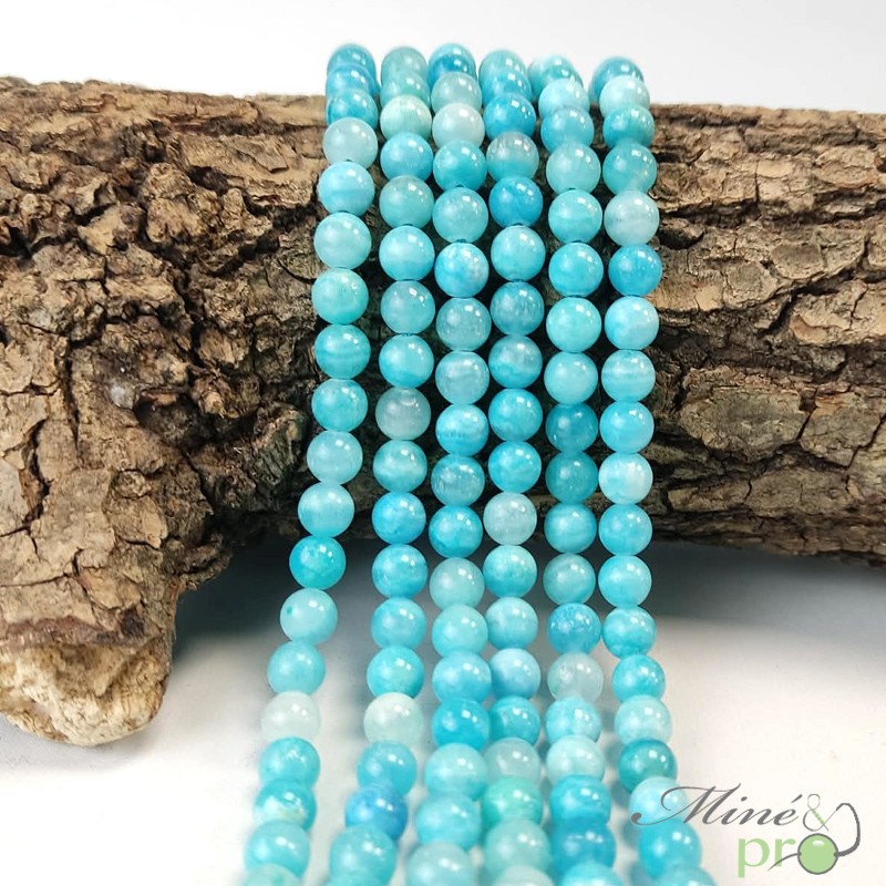 Hemimorphite AA en perles rondes 6mm - fil complet