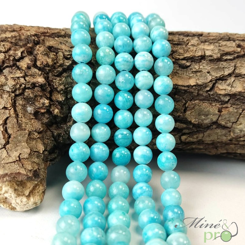 Hemimorphite AA en perles rondes 8mm - fil complet