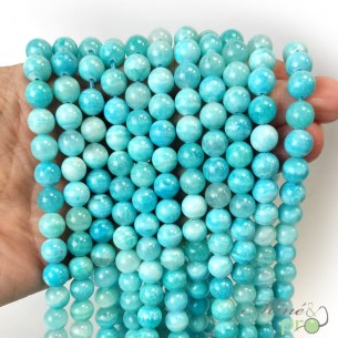 Hemimorphite AA en perles rondes 8mm - fil complet