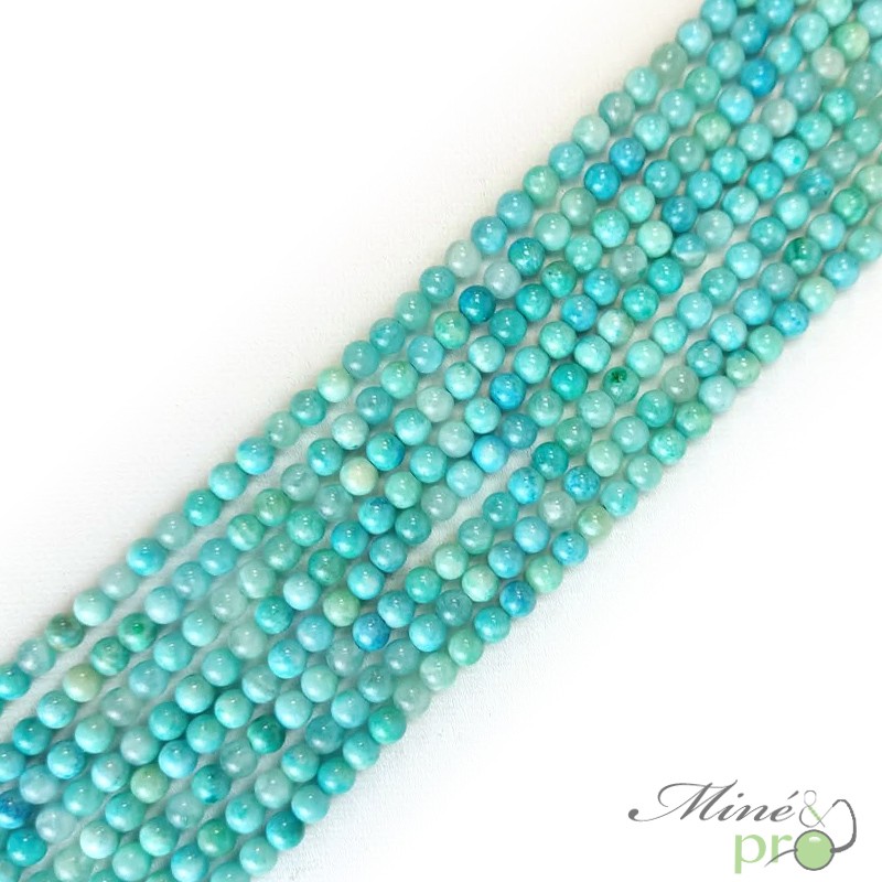 Hemimorphite AA en perles rondes 4mm - fil complet