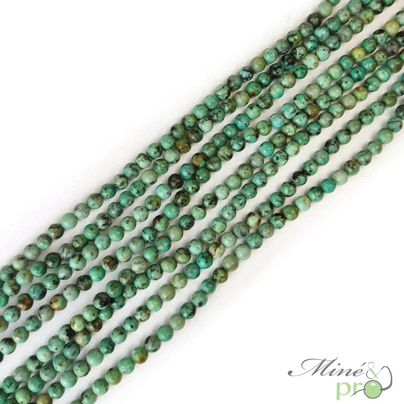 Turquoise africaine AA en perles rondes 4mm - fil complet