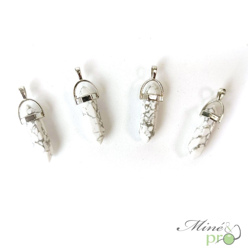 Howlite - pendentif pointe 3cm