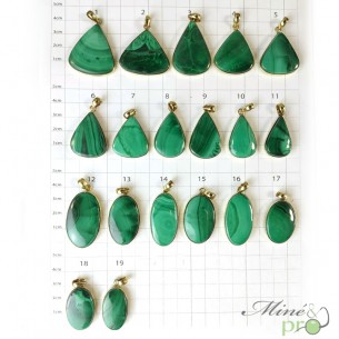 Malachite - pendentifs cerclés dorés