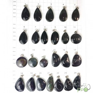 Obsidienne Oeil Celeste - pendentif cerclé