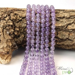 Améthyste lavande A+ en perles rondes 6mm - fil complet