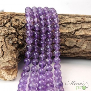 Améthyste AA en perles rondes 8mm - fil complet