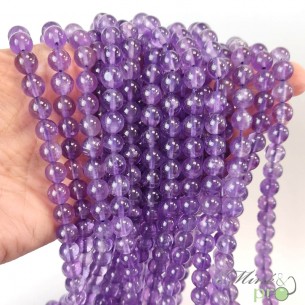 Améthyste AA en perles rondes 8mm - fil complet