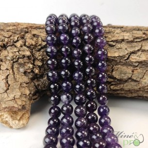 Améthyste A+ en perles rondes 8mm - fil complet