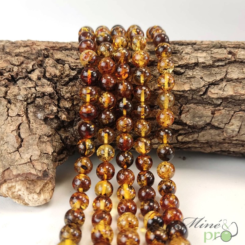 Ambre mexicain en perles rondes 8mm - fil complet