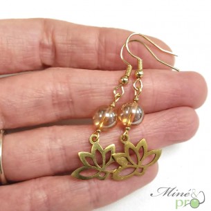 Boucles d'oreilles - aqua aura sunset + lotus en plaqué Or