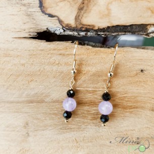 Boucles d'oreilles - Spinelle noir et Amethyste lavande