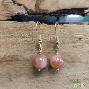 Boucles d'oreilles - Pierre de soleil en plaqué Or