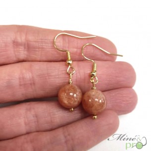 Boucles d'oreilles - Pierre de soleil en plaqué Or