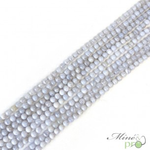 Calcédoine bleue A en perles rondes 4mm - fil complet