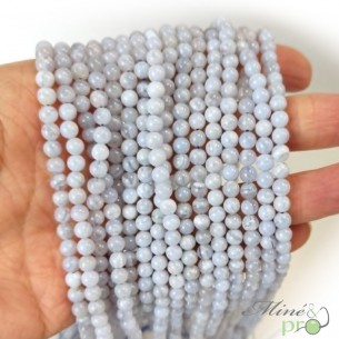 Calcédoine bleue A en perles rondes 4mm - fil complet