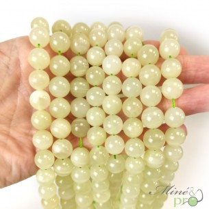 Calcite verte A en perles rondes 10mm - fil complet