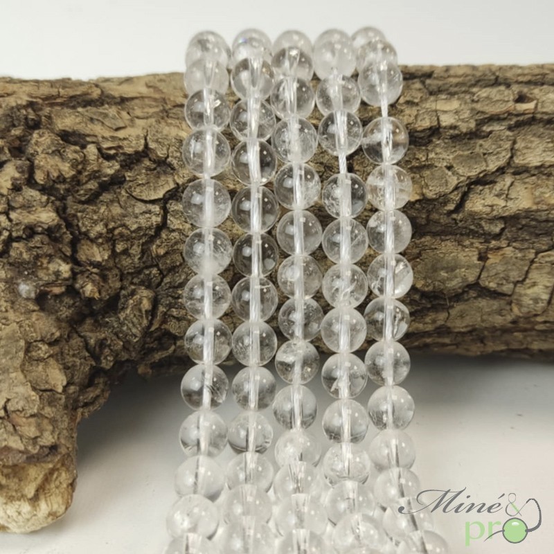 Cristal de roche A en perles rondes 8mm - fil complet