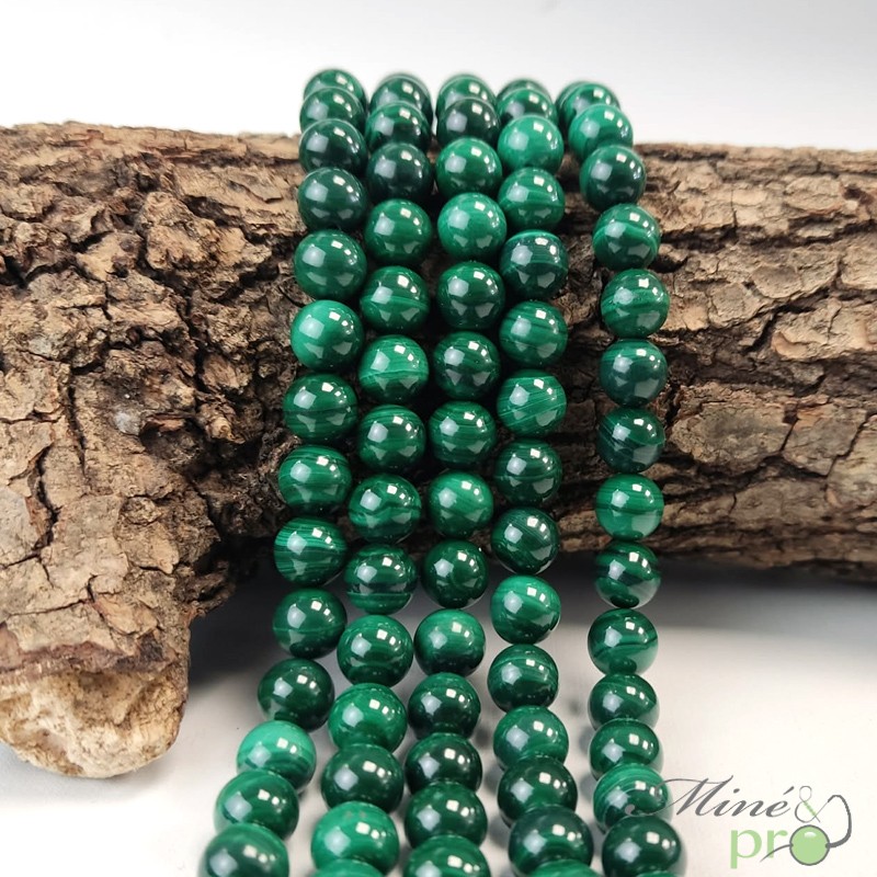 Malachite AAA en perles rondes 8mm - fil complet