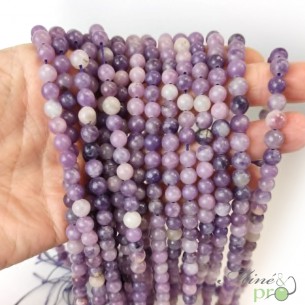 Lépidolite AB+ en perles rondes 6mm - fil complet